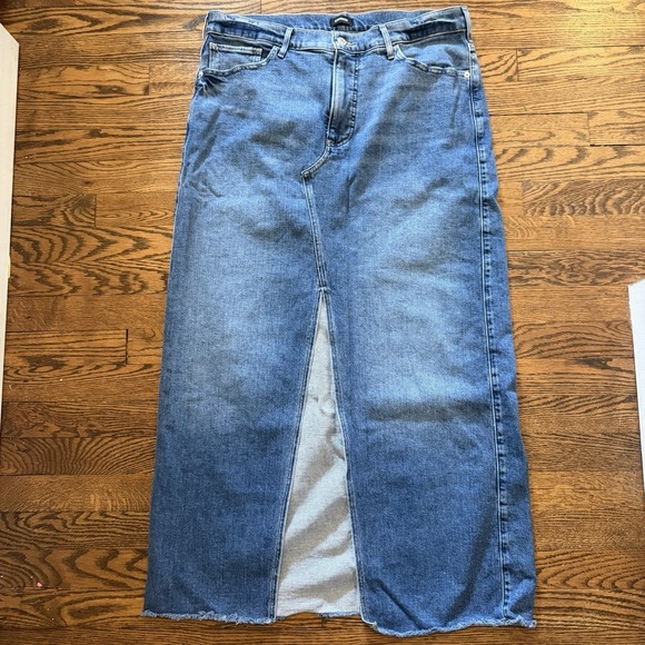 Express Dresses & Skirts - Express Medium Wash High Waisted Front Slit Maxi Denim Skirt‎ Women's Size 14